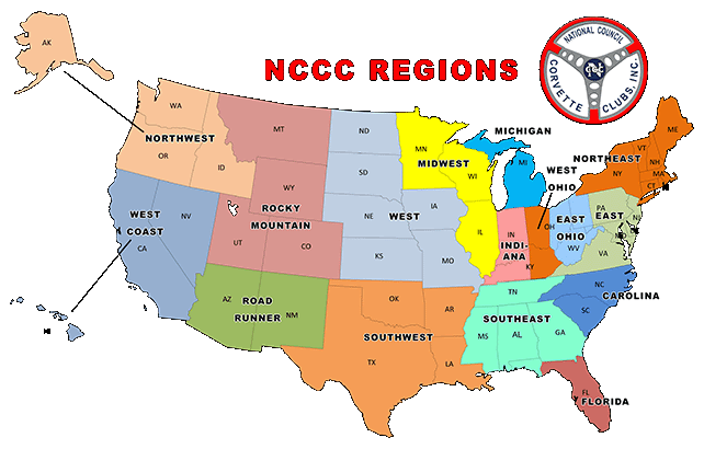 Map of the NCCC regions